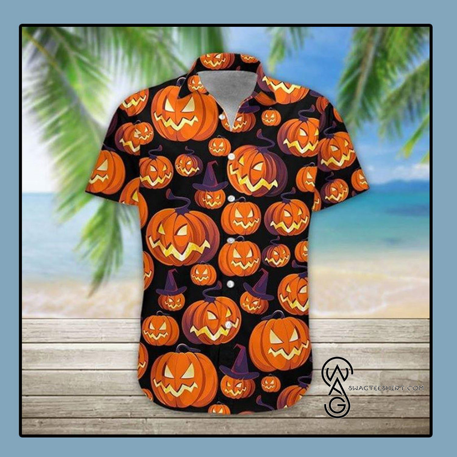 [Top Trending] Vintage Hawaiian Pumpkin Witch Halloween Shirt Funny Hawaiian Beach Gift Casual Shirt